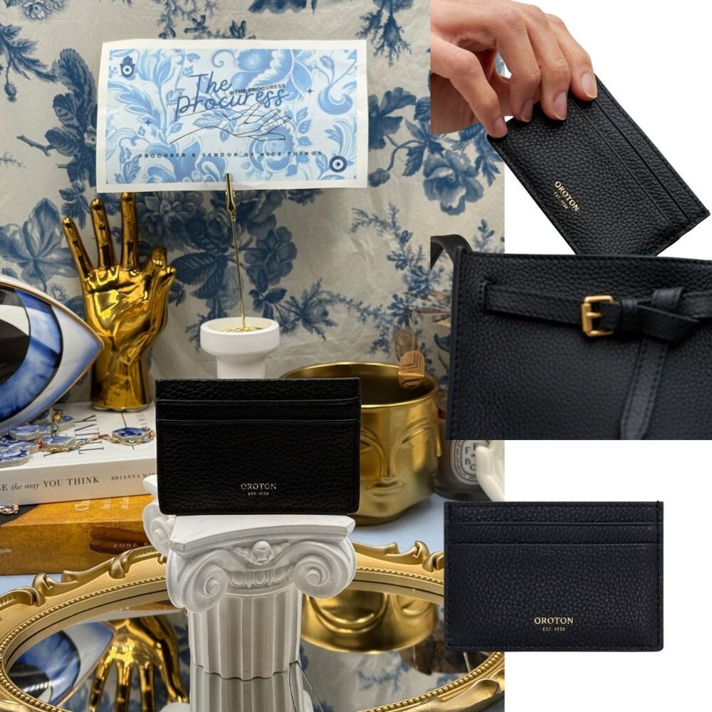 🆕 OROTON 🧿 NWOT Margot Card Sleeve, Black Leather Cardholder